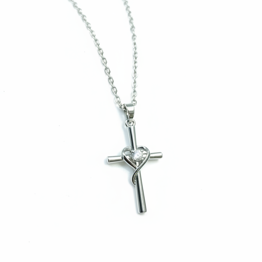 Sacred Heart Necklace - Clean White Background