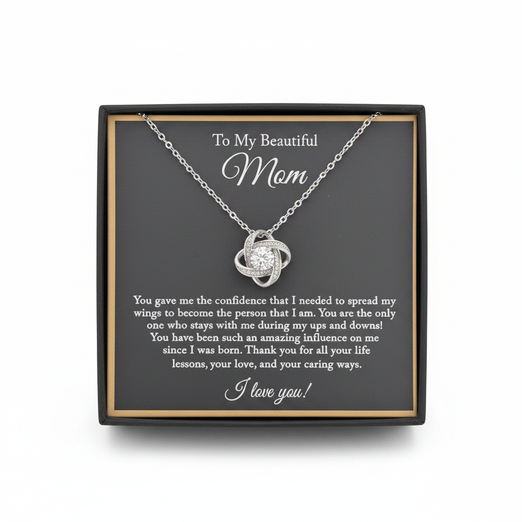 Mom's Love Necklace - Straight White Background